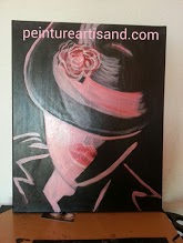 Peinture Artisand sur toile " La dame au chapeau" 40 sur 50