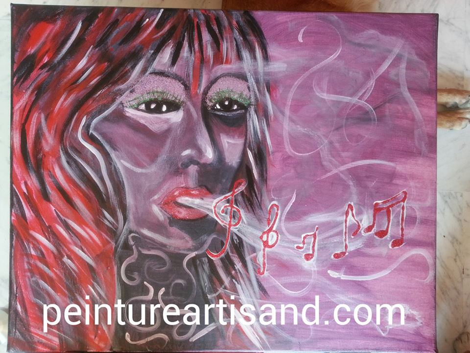 Peinture Artisand sur toile " La note soufflée" 40 sur 50